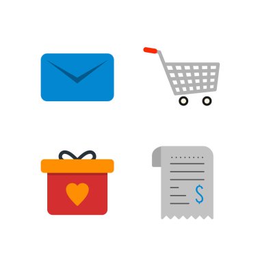 4 E-Ticaret Simgesi Beyaz Arkaplanda İzole Edildi...