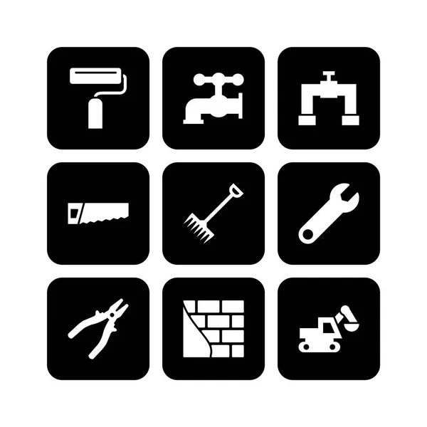 Set Construction Icons White Background Vector Isolated Elements — Stock Vector