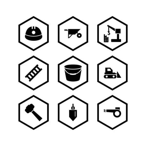 Set Icone Costruzione Sfondo Bianco Elementi Isolati Vettoriali — Vettoriale Stock