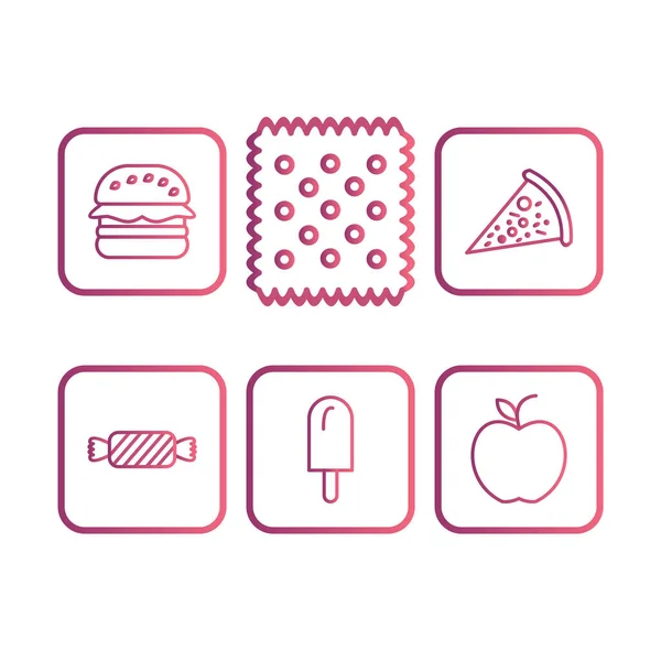 Set Food Icons White Background Vector Isolated Elements — Stock Vector