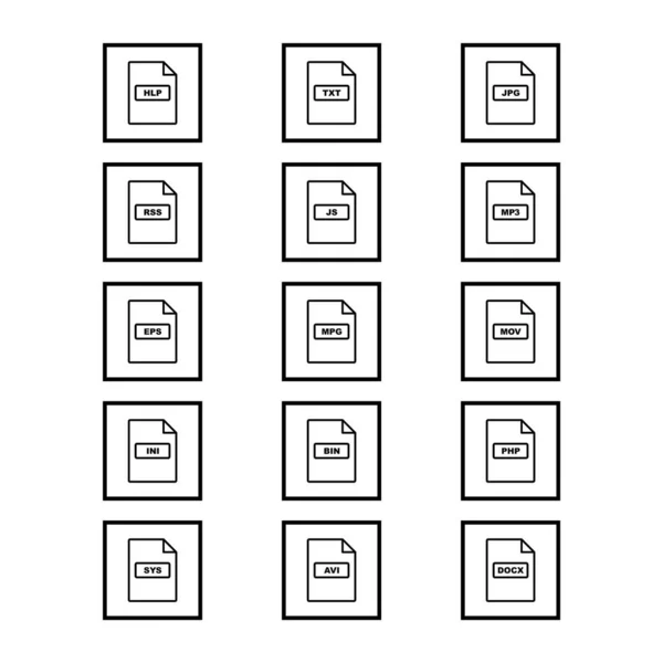 Fájlformátum Icons Sheet Isolated White Háttér — Stock Vector