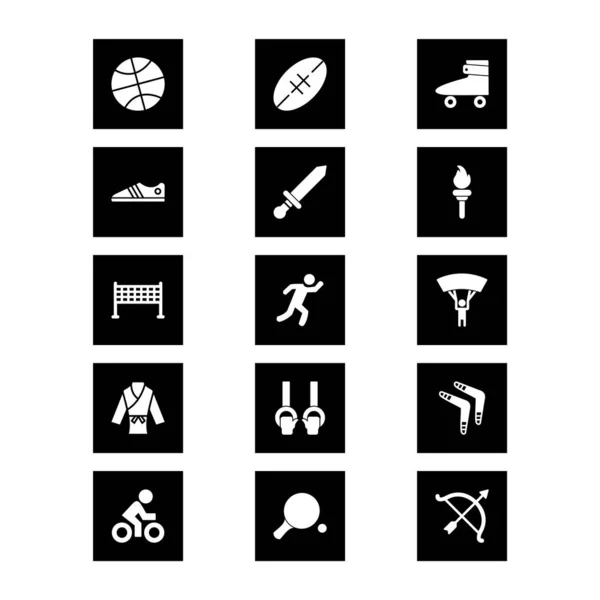 Icono Conjunto Deportes Juegos Para Uso Personal Comercial — Vector de stock