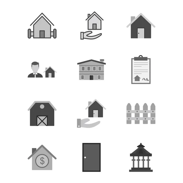 Set Van Onroerend Goed Icons Witte Achtergrond Vector Isolated Elements — Stockvector