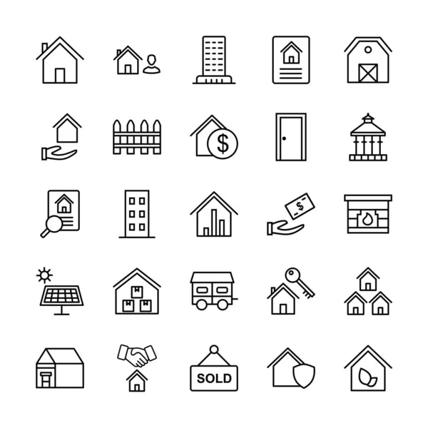 Icon Set Real Estate Personal Commercial Use — Stock Vector