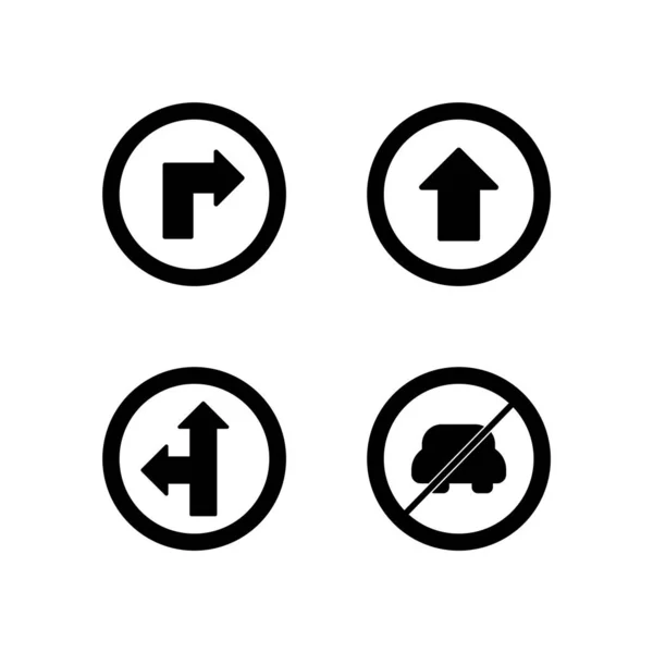 Οδικές Πινακίδες Icons Φύλλο Απομονώνονται Λευκό Φόντο — Διανυσματικό Αρχείο