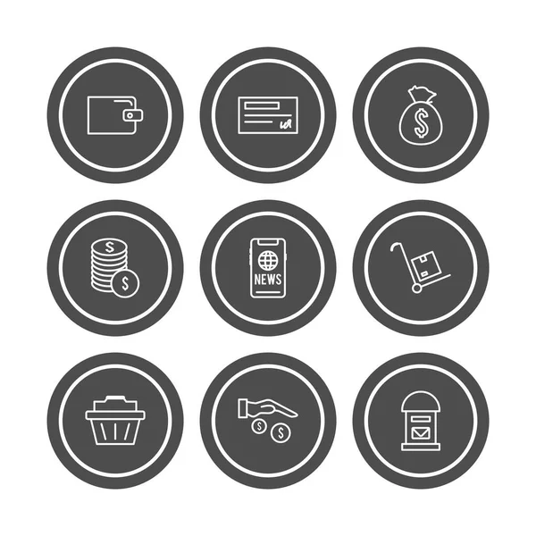 Set Commerce Icons Isolated White Background — Stock Vector
