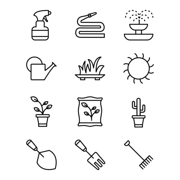 12套个人和商业用途的园艺产品 — 图库矢量图片