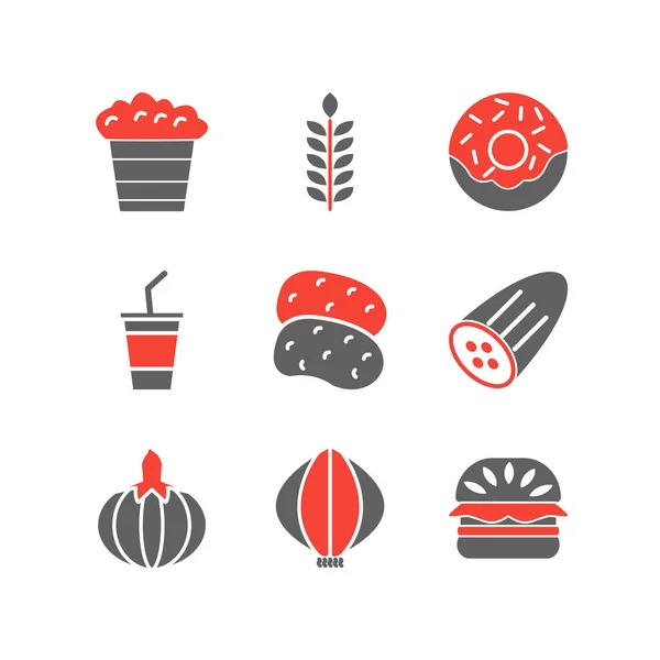 Juego Iconos Alimentos Para Uso Personal Comercial — Vector de stock