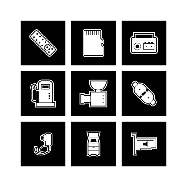 Conjunto Iconos Dispositivos Electrónicos Aislados Sobre Fondo Blanco — Archivo Imágenes Vectoriales