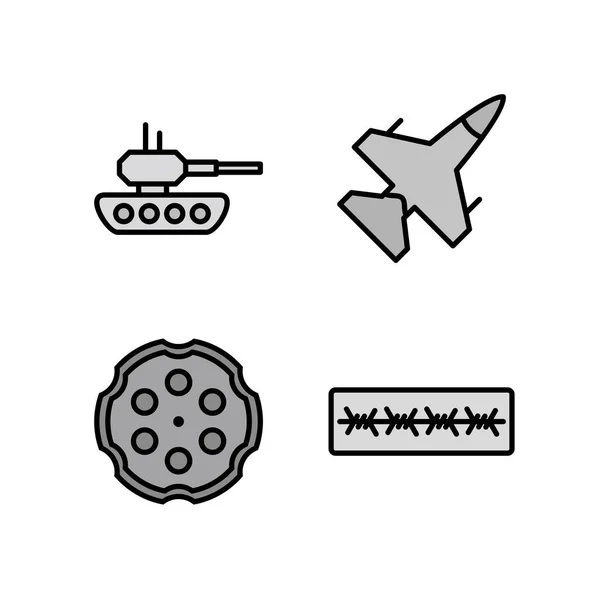 Conjunto Iconos Militares Para Uso Personal Comercial — Vector de stock