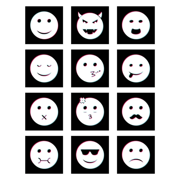 Emoji Icons Sheet Isolated White Background — Stock Vector