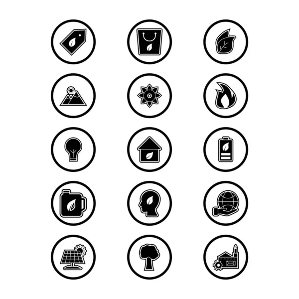 Set Von Öko Symbolen Auf Weißem Hintergrund Vektor Isolierte Elemente — Stockvektor
