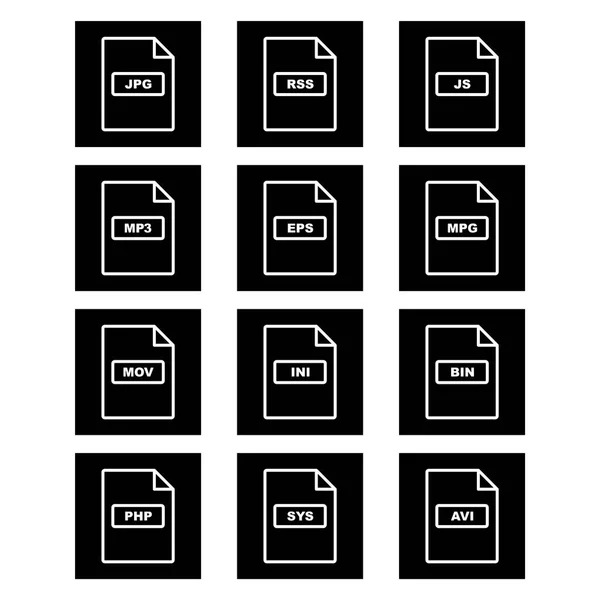 Dateiformate Symbole Für Den Persönlichen Und Kommerziellen Gebrauch — Stockvektor