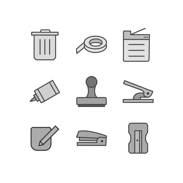 Conjunto Iconos Oficina Aislados Sobre Fondo Blanco — Vector de stock