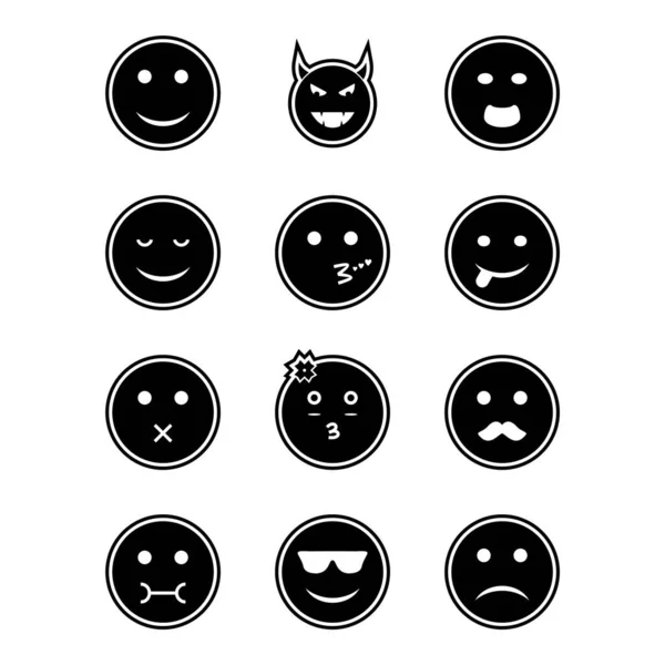 Ikona Sada Emoji Pro Osobní Komerční Použití — Stockový vektor
