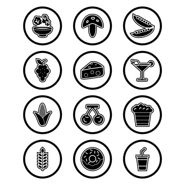 Set Food Icons White Background Vector Isolated Elements — Stock Vector