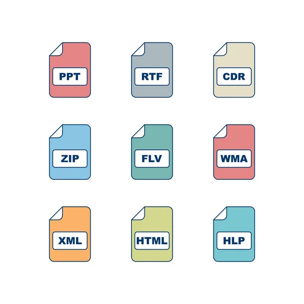 Symbolsets Von Dateiformaten Für Den Persönlichen Und Kommerziellen Gebrauch — Stockvektor