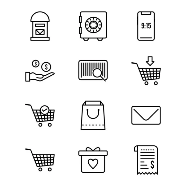 Set Commerce Icons White Background Vector Isolated Elements — Stock Vector