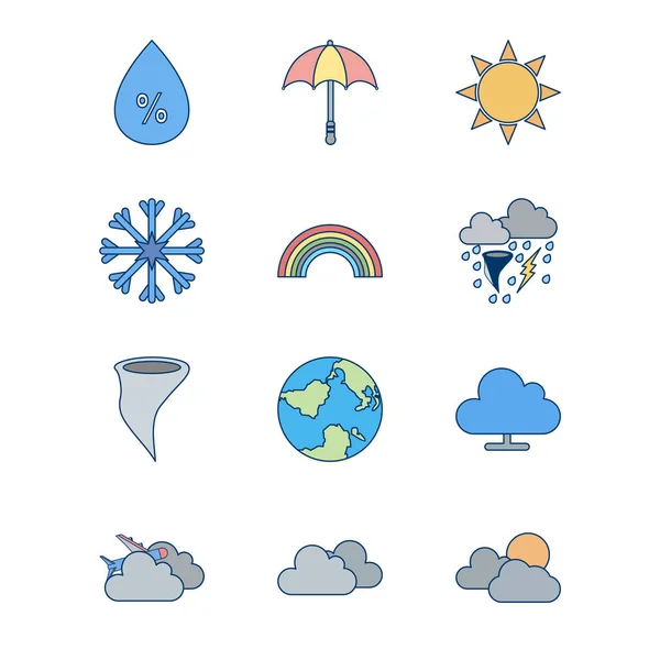 Set Iconos Meteorológicos Para Uso Personal Comercial — Vector de stock