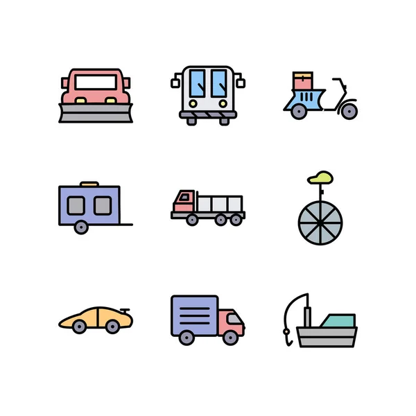 Conjunto Iconos Transporte Para Uso Personal Comercial — Vector de stock