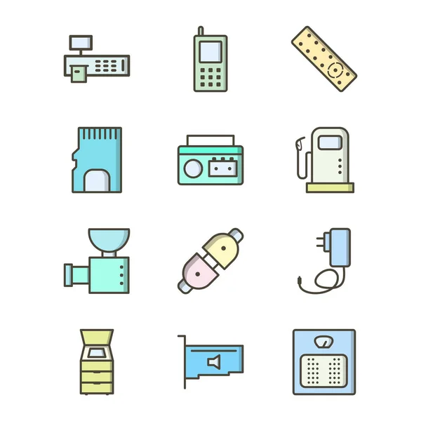 Set Electronic Devices Icons Isolated White Background — Stock Vector