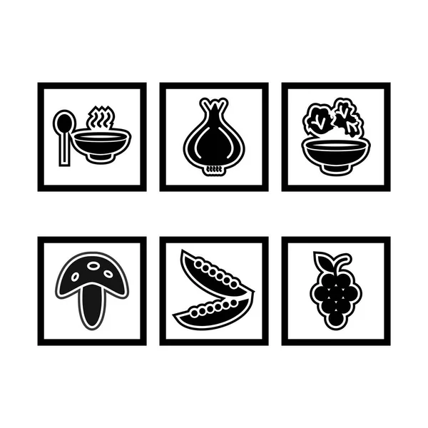 Set Von Food Icons Auf Weißem Hintergrund Vektor Isolierte Elemente — Stockvektor