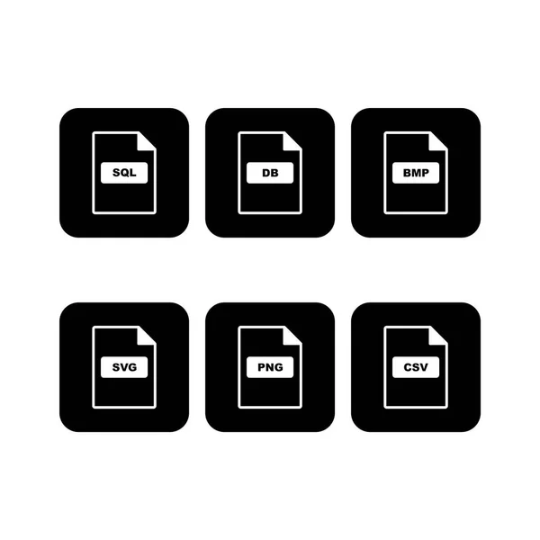 Set File Formats Icons Isolated White Background — Stock Vector