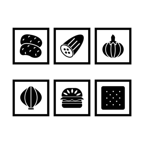 Set Food Icons White Background Vector Isolated Elements — Stock Vector