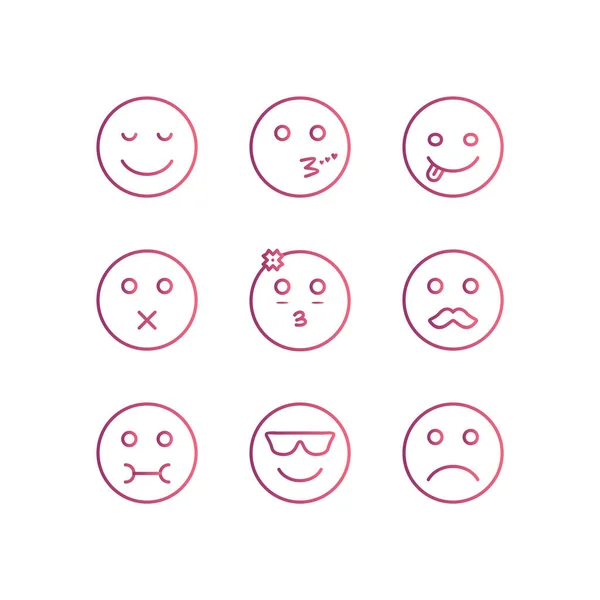 9套在白色背景上隔离的情感图标 — 图库矢量图片