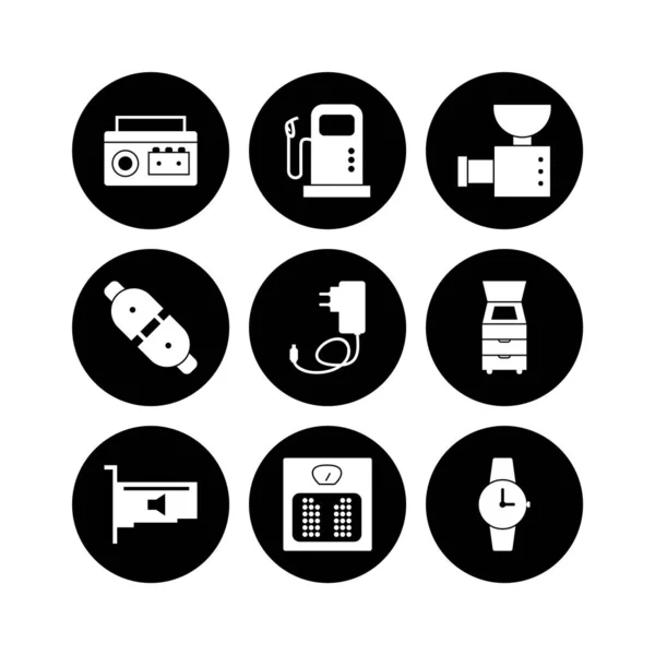 Dispositivos Electrónicos Iconos Hoja Aislada Sobre Fondo Blanco — Archivo Imágenes Vectoriales