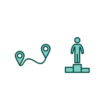 Beyaz arkaplanda 2 adet iş simgesi izole edildi...