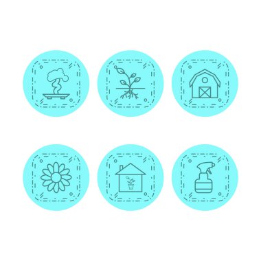 Beyaz Arkaplanda İzole Edilmiş 6 Bahçe Simgesi...