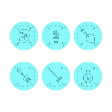 Beyaz Arkaplanda İzole Edilmiş 6 Bahçe Simgesi...