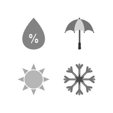4 Hava Simgesi Sayfası Beyaz Arkaplanda İzole Edildi...