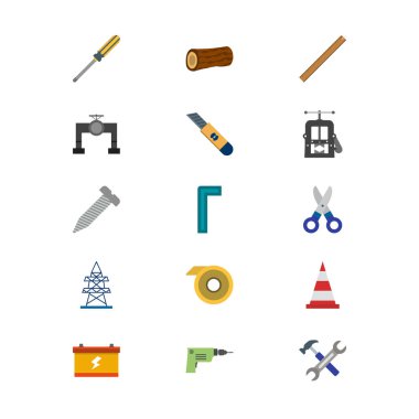 Beyaz Arkaplan Vektörü İzole Edilmiş Elementler Üzerine 15 Yapılandırma Simgesi...