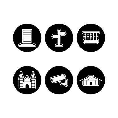 Beyaz Arkaplan Vektörü İzole Edilmiş Elementler Üzerine 6 Emlak Simgesi...