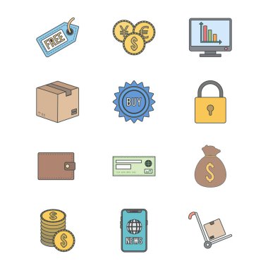 Kişisel ve Ticari Kullanım İçin 12 Simge E- ticaret...