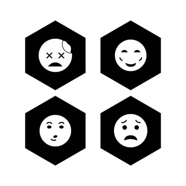 4 Emoji Simgesi Kağıdı Beyaz Arkaplanda İzole Edildi...