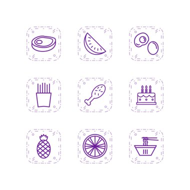 Kişisel ve ticari kullanım için 9 Simge Yiyecek...