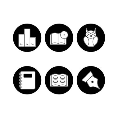 Beyaz Arkaplanda İzole Edilmiş 6 Eğitim Simgesi...