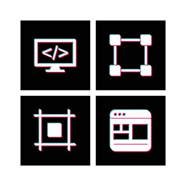 Beyaz arkaplanda izole edilmiş 4 evrensel simge kümesi...