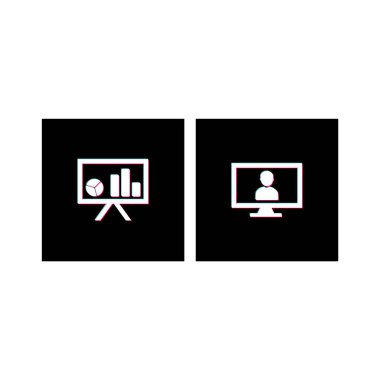 Beyaz Arkaplan Vektörü İzole Edilmiş Elementler Üzerine 2 iş simgesi kümesi...