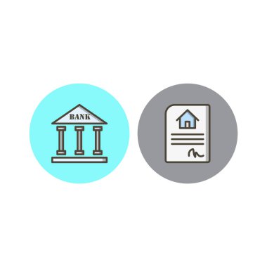 Beyaz Arkaplan Vektörü İzole Edilmiş Elementler Üzerine 2 Emlak Simgesi...