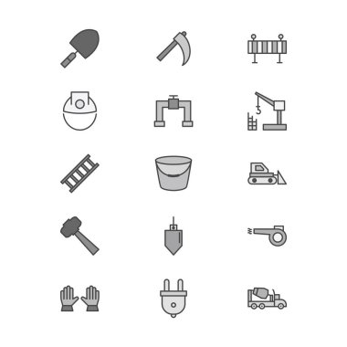 Beyaz Arkaplanda İzole Edilmiş 15 Yapılandırma Simgesi...