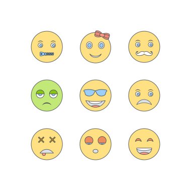 Kişisel ve ticari kullanım için 9 simge emojisi...