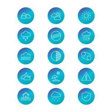 Kişisel ve Ticari Kullanım İçin Hava Durumu 15 Simgesi...