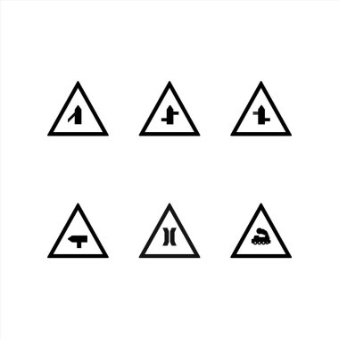  Beyaz arkaplanda izole edilmiş 6 Yol İşareti Simgesi Sayfası...