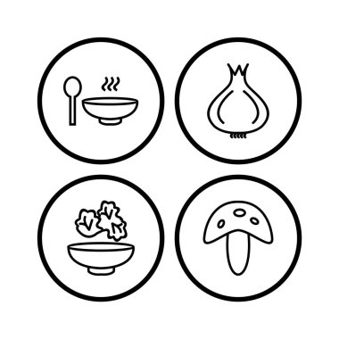 Beyaz arkaplanda 4 Gıda simgesi izole edildi...