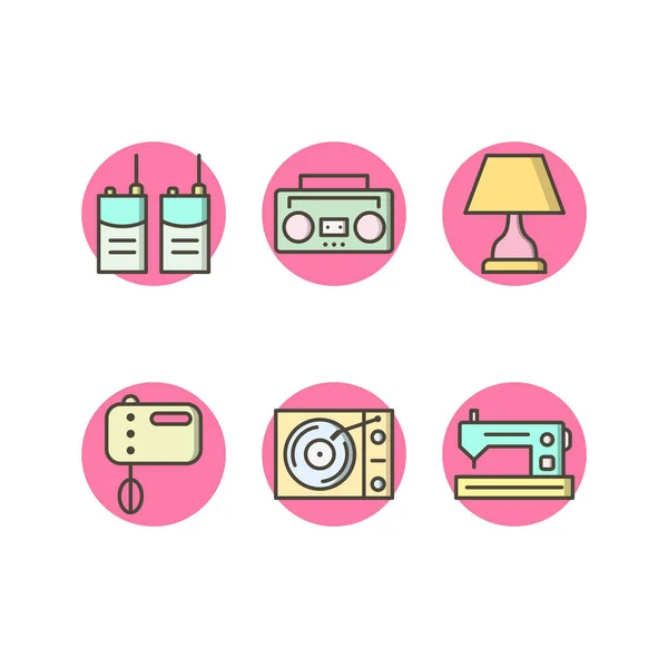 Electronic Devices Icons Sheet Isolated White Background — Stock Vector