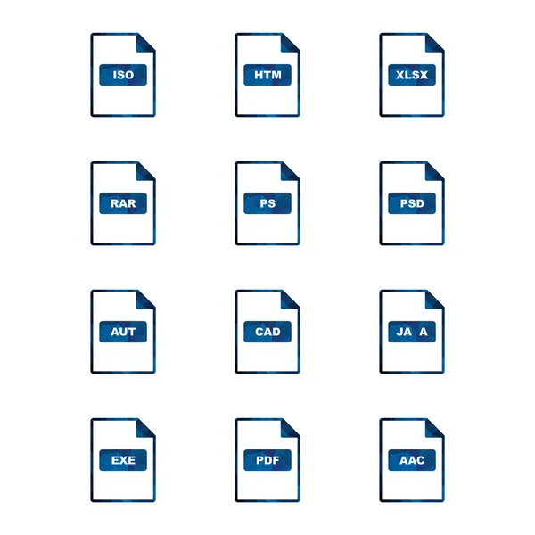 供个人和商业用途的12种文件格式图标 — 图库矢量图片